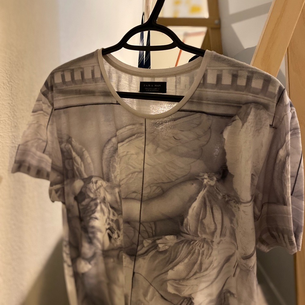 Zara Men all over sculpture print tee